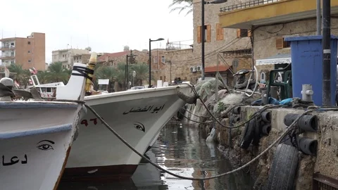 Boat in harbor Stock Footage 88810599