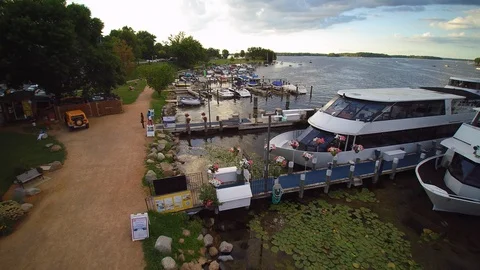 Boat Harbor by Lake Video stock 105827867