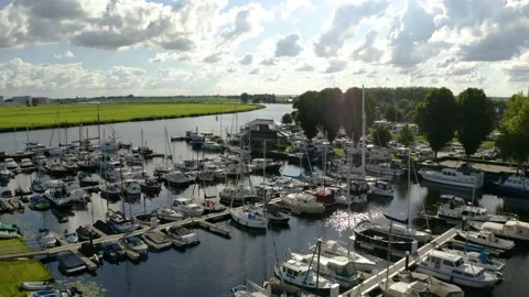 Boat Harbour River Drone Stock Footage 145027637