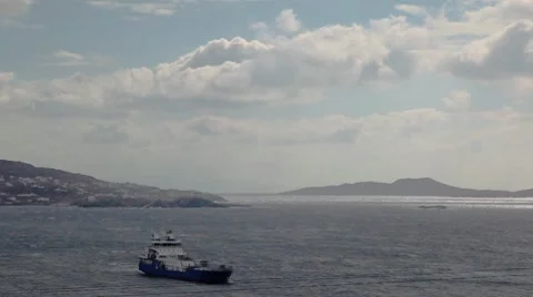 Boat in heavy wind Greece Stock Footage 8835977