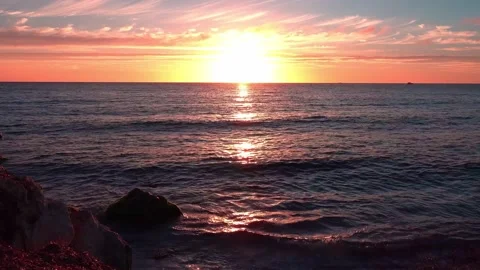 A boat in the horizon Stock Footage 282853475