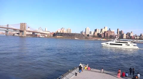 A boat on Hudson river view Stock Footage 51840324