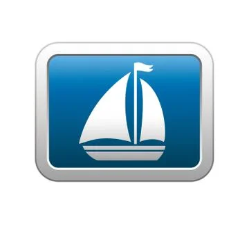 Boat icon on blue Stock Illustration