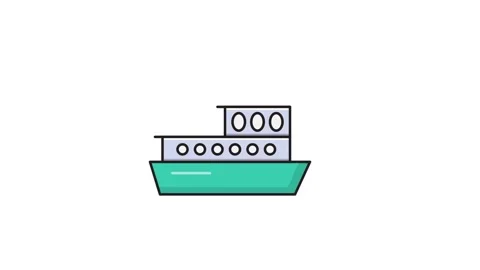 A boat icon featuring a flag on top, symbolizing maritime activities or nav.. Stock Footage 335140280