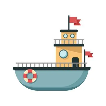Boat icon in flat style. Ship vector illustration on isolated background. B.. Stock Illustration