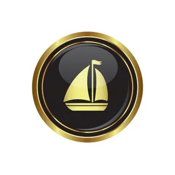 Boat icon gold Stock Illustration