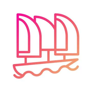 Boat icon gradient pink yellow summer beach symbol illustration. 스톡 일러스트