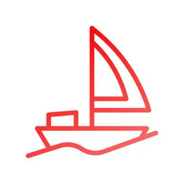 Boat icon gradient red summer beach symbol illustration. Stock Illustration