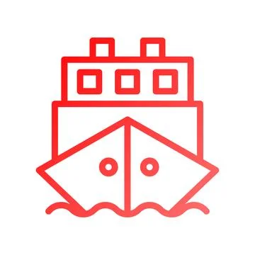 Boat icon gradient red summer beach symbol illustration. Stock Illustration