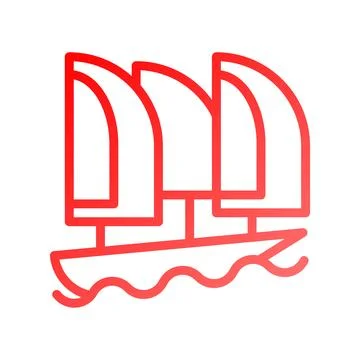Boat icon gradient red summer beach symbol illustration. Stock Illustration