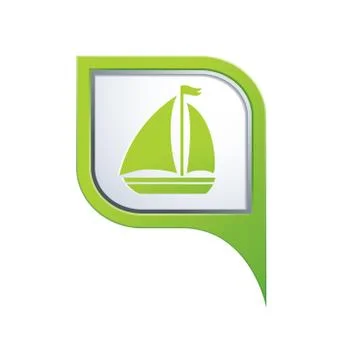 Boat icon green pointer Stock Illustration