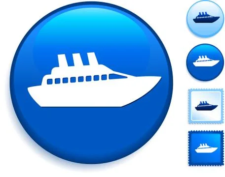 Boat Icon on Internet Button Stock Illustration