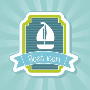Boat icon over label background. vector illustration Ilustração Stock