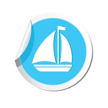 Boat icon round blue Stock Illustration