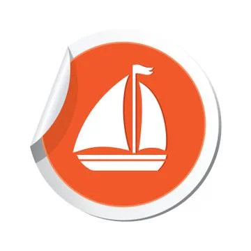 Boat icon round orange Stock Illustration