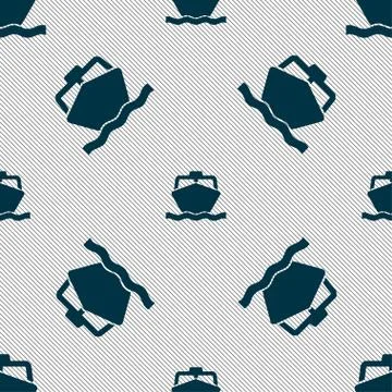The boat icon sign. Seamless pattern with geometric texture. Vector Stock Illustration