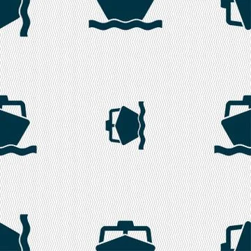The boat icon sign. Seamless pattern with geometric texture. Vector Stock Illustration