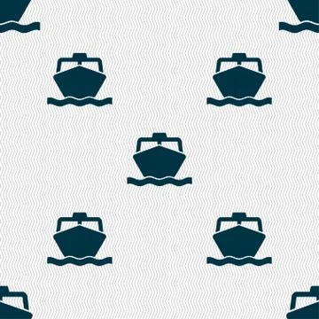 The boat icon sign. Seamless pattern with geometric texture. Vector Stock Illustration