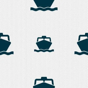 The boat icon sign. Seamless pattern with geometric texture. Vector Stock Illustration