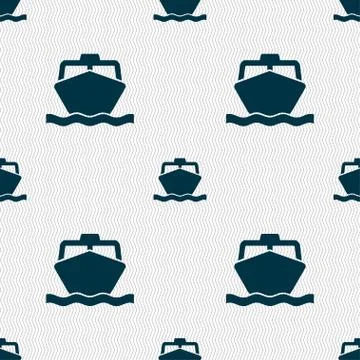 The boat icon sign. Seamless pattern with geometric texture. Vector Stock Illustration
