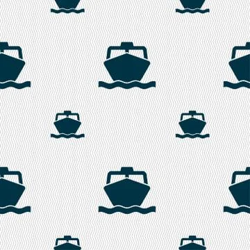 The boat icon sign. Seamless pattern with geometric texture. Stock Illustration