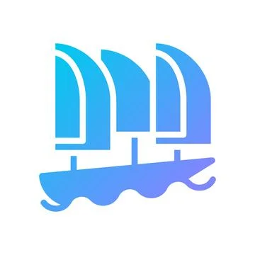 Boat Icon solid gradient blue summer beach symbol illustration. 스톡 일러스트