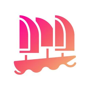 Boat icon solid gradient pink yellow summer beach symbol illustration. Illustrazione stock