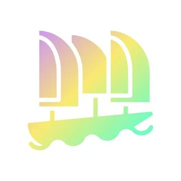 Boat icon solid gradient purple yellow green summer beach symbol illustration イラスト素材