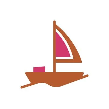 Boat icon solid red brown summer beach symbol illustration. 스톡 일러스트