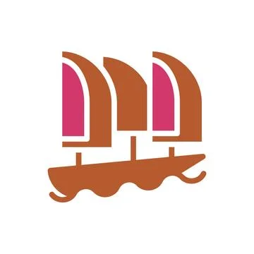 Boat icon solid red brown summer beach symbol illustration. Stock Illustration