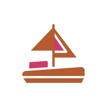 Boat icon solid red brown summer beach symbol illustration. Stock Illustration