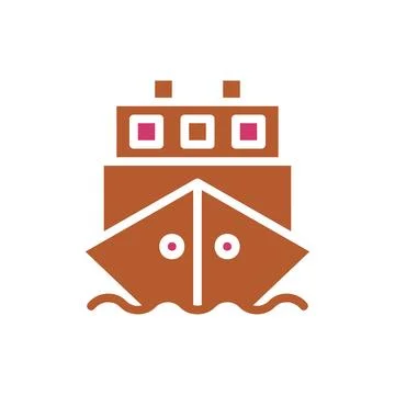 Boat icon solid red brown summer beach symbol illustration. Illustrazione stock