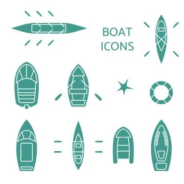 Boat icons set. Stock Illustration