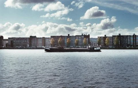 A boat on the IJ in Amsterdam shot on Analog Film Stock Photos