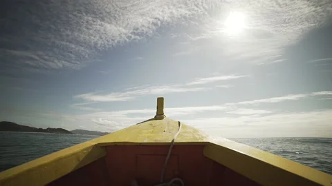 Boat with immigrants sailing in the ocean	 Stock Footage 162511751