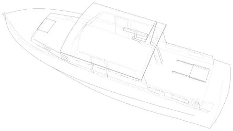 Boat isolated on white. Technical wire-frame. Vector rendering of 3d Illustrazione stock