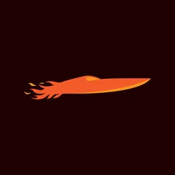 Boat jet with fire flame logo design vector graphic symbol icon illustratio.. Illustrazione stock
