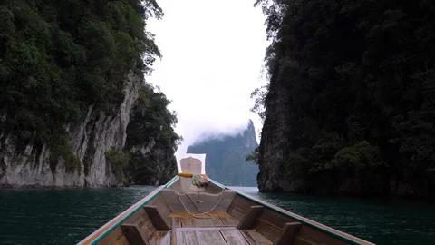 On A Boat In Khao Sok Stock Footage 120545994