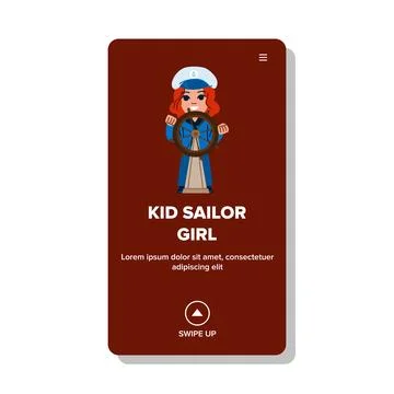 Boat kid sailor girl vector Stock Illustration