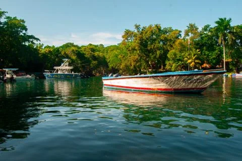 Boat in the lagoon 스톡 사진