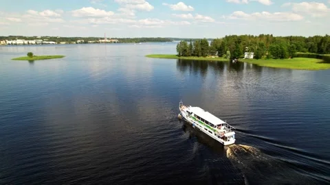 Boat on a Lake by Drone 스톡 동영상 167185271