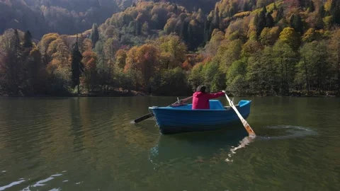 Boat in Lake Stock Footage