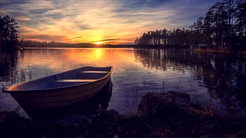 Boat on the lake      Video stock 220536566