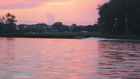 Boat on a lake Stock Footage 232870376