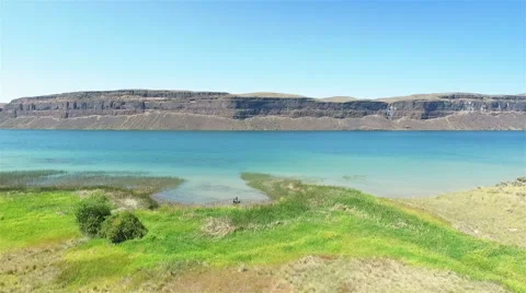 Boat on a lake looking for fish Stock Footage 65967777