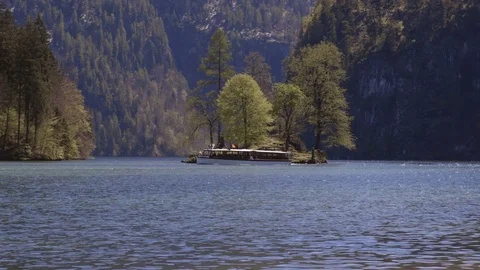 Boat on the lake in the mountains Stock Footage 75165036