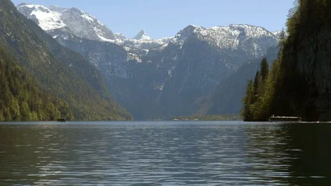 Boat on the lake in the mountains Stock Footage 75166755