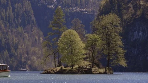 Boat on the lake in the mountains. Stock Footage 75167147