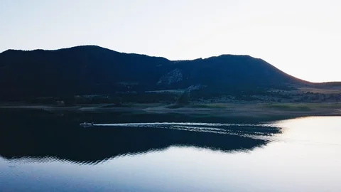 Boat On Lake In Mountains Stock Footage 119384029
