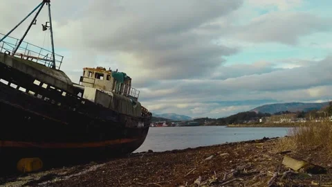 Boat lake mountains Stock Footage 167668276
